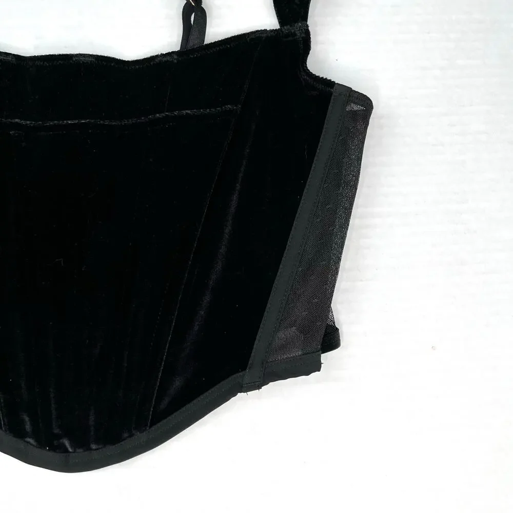 Victoria Secret Dream Angels Black Velvet Corset Top M Coquette Whimsygoth NWT